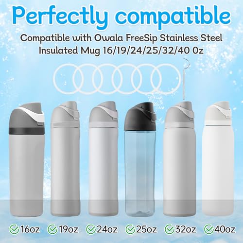 6-Pack Clear Silicone O-Ring Gaskets for Owala FreeSip Water Bottles