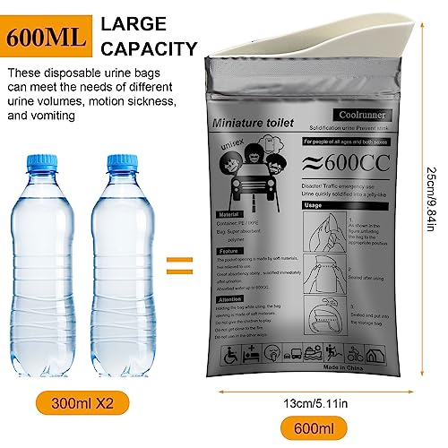 Disposable Urine Bags - 8 Pack Gray, Portable Pee Bags for Travel