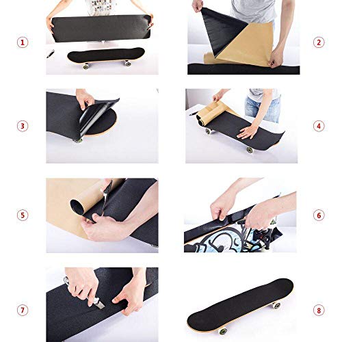 10.6x49.2 Inch Black Skateboard Grip Tape Sheet for Longboards & Skates