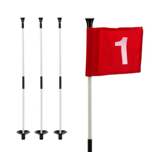 KVMORZE Golf Flagstick, Golf Pole Pin Flagpole Portable Detachable Design, Practice Putting Green Flag Stick for Yard Club, Backyard GolfCourse 3FT Heights Available, 3 Pack