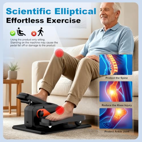 Under Desk Elliptical Machine - Portable Electric Pedal Exerciser, Black