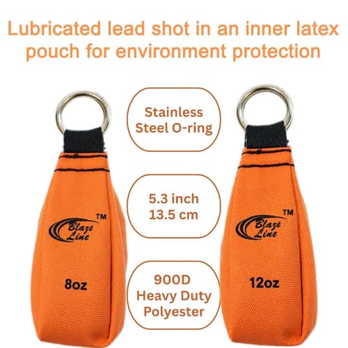 Blaze Line Arborist Throw Weight Pouch Set 8OZ & 12OZ Bright Orange - Tree Climbing Gear