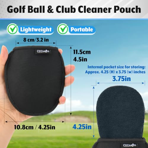Portable Golf Ball Washer Pouch with Clip - Black