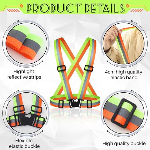 Hercicy Classic Reflective Running Vest - 24 Pack, Fluorescent Orange/Yellow