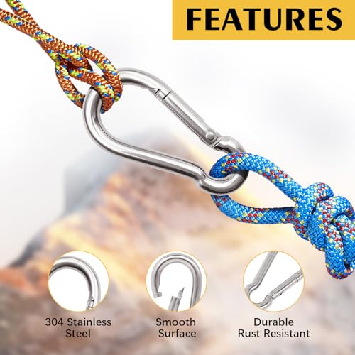 Heavy Duty 304 Stainless Steel Carabiner Clip - 2.36 Inch (8 Pcs)