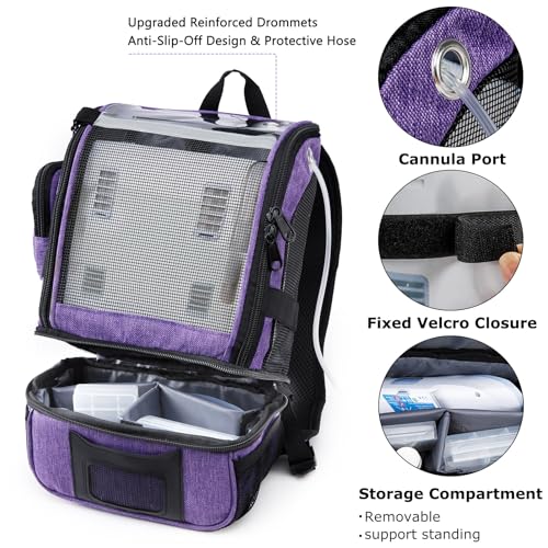 BAGSFY Purple Oxygen Concentrator Backpack for Inogen G5 G3 Rove 6 - Lightweight Carrying Bag