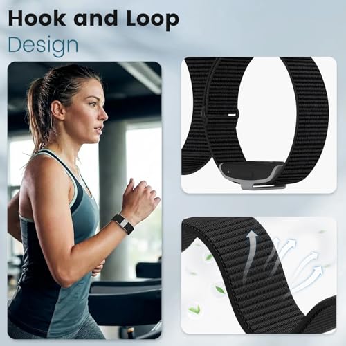 Breathable Nylon Loop Wristband for Health Tracker - Black
