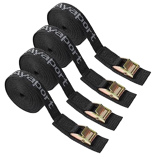 Heavy Duty Cam Buckle Tie Down Straps - 1" x 16' - Black