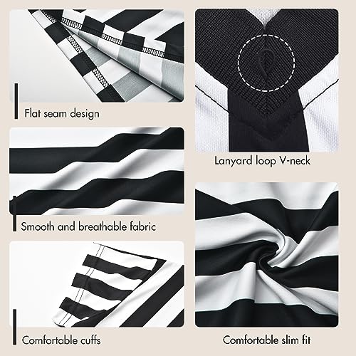 Women's Referee Shirt - Black and White Stripe V Collar - Small