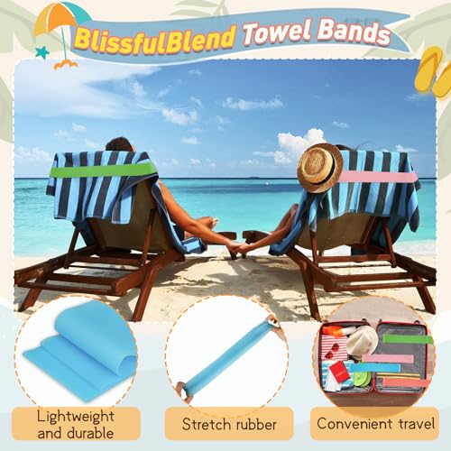 8-Pack Silicone Beach Towel Bands for Cruise and Pool Chairs