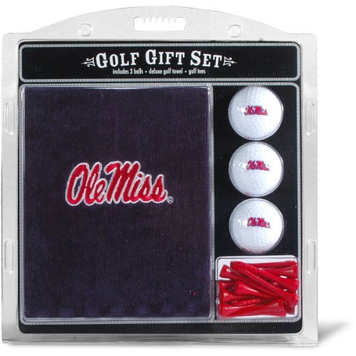 Embroidered Golf Towel Set with 3 Golf Balls & Tees - Ole Miss Rebels