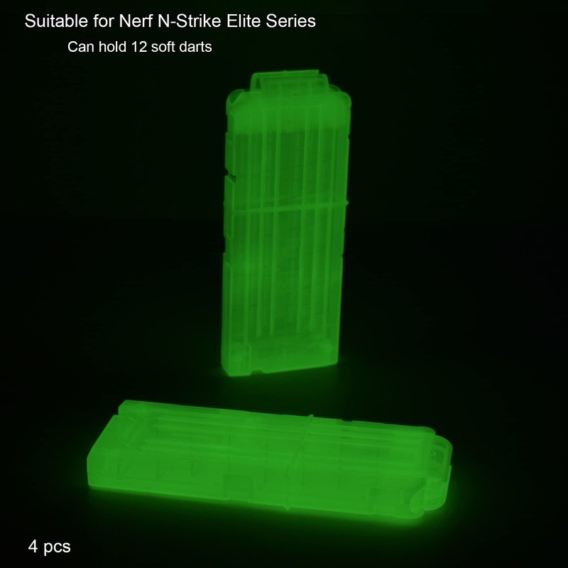 Oimio Soft Bullet Clips 12-Darts Quick Reload Clips Magazine for Nerf Toy Dart Gun 4pcs (Luminous White)