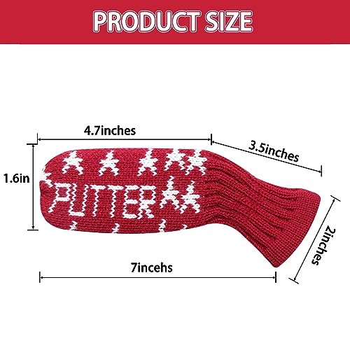 Professional Knitted Blade Putter Cover - Red Stars Design
