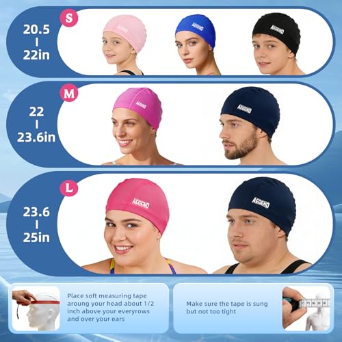 Fabric Swim Cap - Waterproof Silicone Layer, High Elasticity - Black, Small