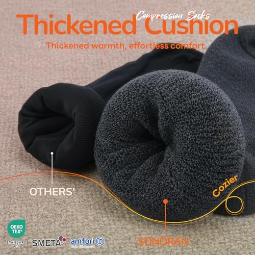 Sonoran Merino Wool Compression Socks for Women & Men – 3 Pairs, Black & Taupe Grey
