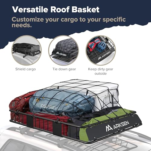 Heavy-Duty 64" Roof Rack Basket for SUV & Pickup Trucks - 150 lbs Capacity