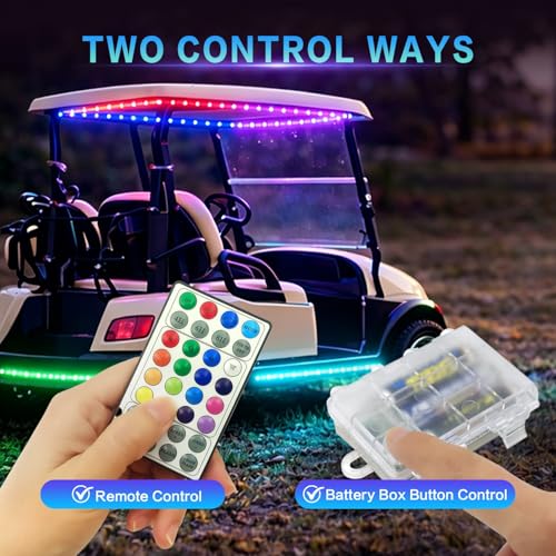 VIDLULTD 16.4FT Battery-Powered RGBIC LED Strip Lights for Golf Cart Canopy, Waterproof Wireless Underglow