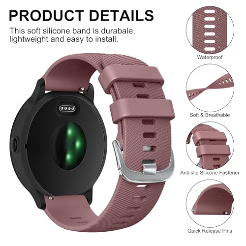 20mm Soft Silicone Replacement Watch Band for Garmin - Smoke Violet + Cactus + Starlight