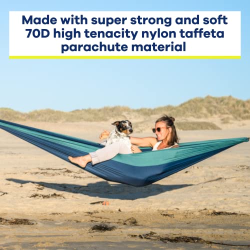 Yellow Leaf Handcrafted Parachute Hammock 400 lb Blue & Green Outdoor Camping