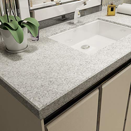 LaCheery Faux Granite Contact Paper for Countertops Waterproof Self Adhesive Granite Wallpaper for Kitchen Counter Contact Paper Peel and Stick Countertops Grey Wall Paper Desk Top Cover 15.8"x80"