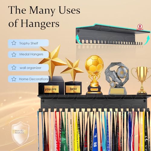 Heavy Duty Medal Hanger Display with Shelf & 20 Hooks