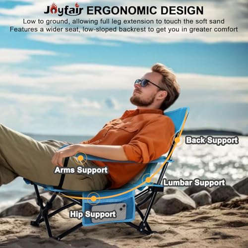 Joyfair Blue Beach Camping Folding Chair for Adults 2-Pack, Lightweight & Portable