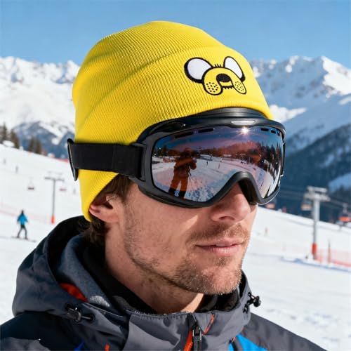 Yellow Beanie for Men and Women - Embroidered Winter Skull Cap