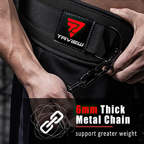 TAVIEW Black Heavy Duty Dip Belt with Chain for Workout & Strength Training