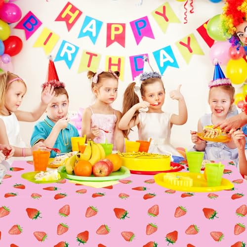 Strawberry Party Tablecloths - 2 Pack Disposable 54x108