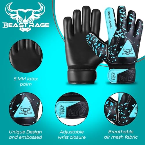 Goalkeeper Gloves for Kids - Aqua Size 5 (Ages 9-12)