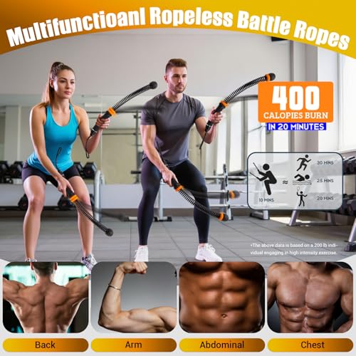 Adjustable Ropeless Battle Ropes - Portable Workout Equipment - Black