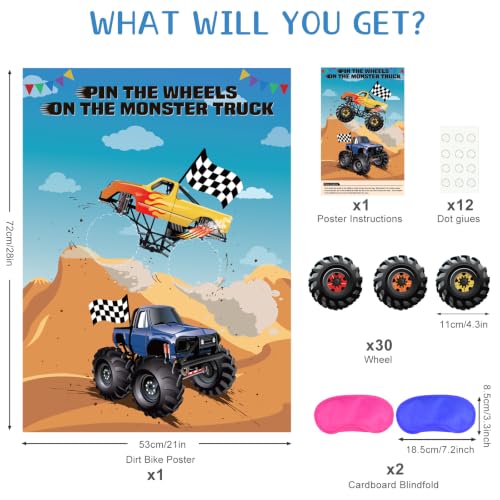 Truck Pin The Tail Game with 30 Tyres - Party Supplies