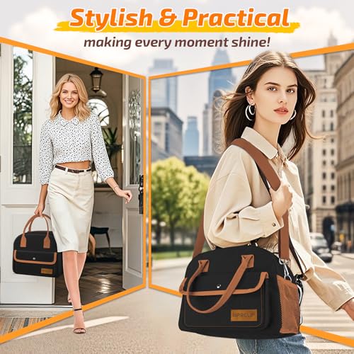 Insulated Lunch Bag for Women - Large with Ice Pack - Black