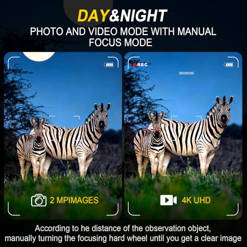 COOVIE 4K Night Vision Goggles with 32GB Card, 2.8'' Display, 2000mAh Battery, 7-Stage IR, 10x Digital Zoom