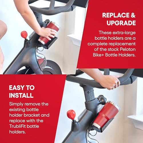 TrubliFit Extra Large Water Bottle Holders for Peloton Bike+ - Aluminum, Pair