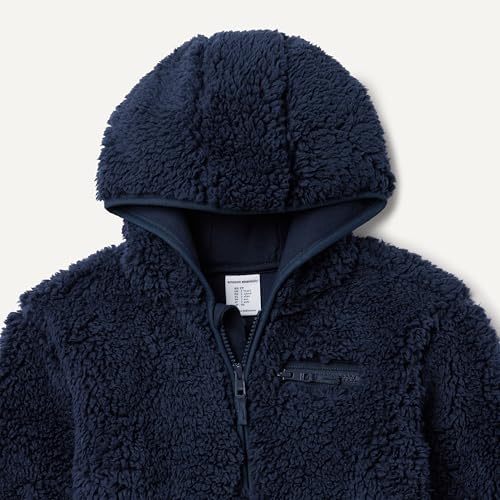 Toddler Boys Half Zip Sherpa Hoodie Sweatshirt with Kangaroo Pocket - Large Navy