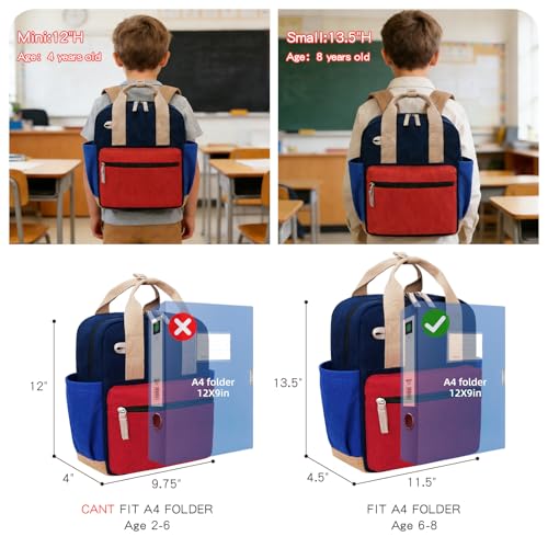 Toddler Backpack - Mini 12'' for Boys & Girls - Blue & Red