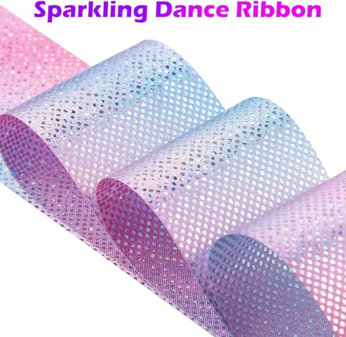 4PCS Sparkly Dance Ribbon Wands - Pink & Blue for Kids