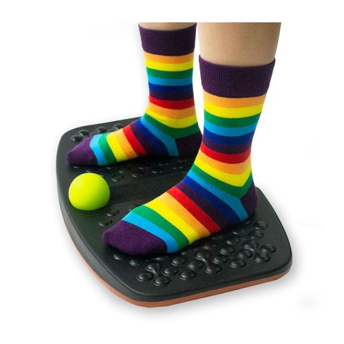 Acdet Balance Board for Standing Desk, Wooden Wobble Board with Slidable Ball for Office Work, Anti-Fatigue Foot Massage Board to Relieve Fatigue, Adult Use up to 300 lbs, Black
