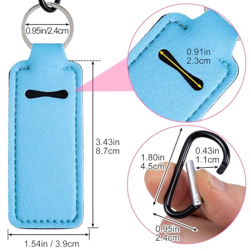 Neoprene Lip Balm Holder Keychain with Metal Clip - Blue
