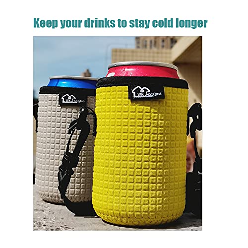 WK IEASON 12oz Slim Can Sleeves Insulators with Shoulder Strap - Green/Orange/Grey