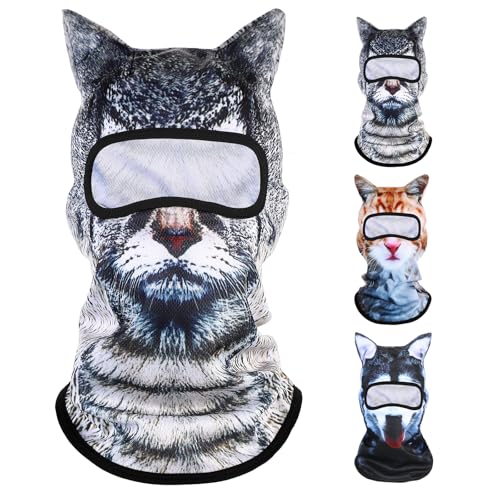 3D Cat Ski Mask Balaclava - Black Cat - Breathable Cycling Face Cover