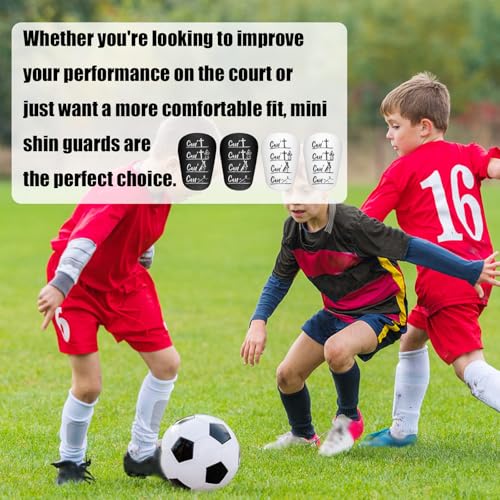 Miniature Soccer Shin Guards - PBT & EVA, 10x6cm - White & Black