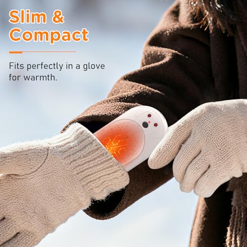 Lepwings White AI Hand Warmers 2-Pack Rechargeable 6000mAh, 3 Heat Levels, 20H Battery