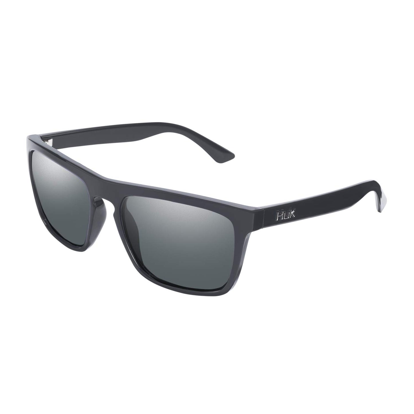 HUK Sunglasses, Polarized Lens Eyewear with Performance Frames, Fishing, Sports & Outdoors Sunglasses, (Siwash) Gray Lens / Matte Black, Medium