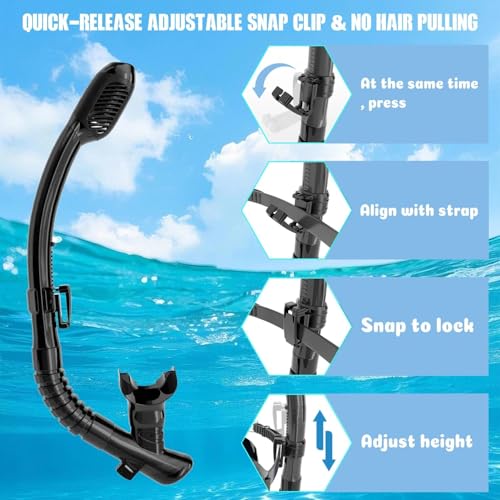 COOLOO Dry Snorkel for Adults with Emergency Whistle, 2 Pack Black & Green