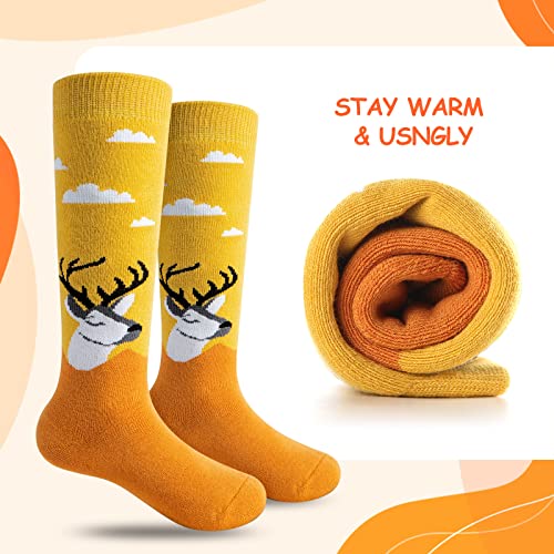 Kids Ski Socks - Warm Thermal Snow Socks for Boys & Girls, Medium Yellow & Yellow (2 Pairs)