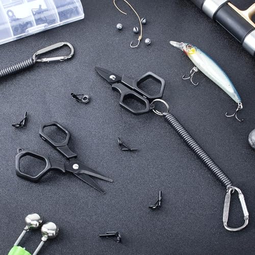 Fishing Scissors with Coiled Lanyard - Stainless Steel Line Cutters