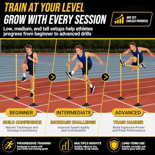 Adjustable Agility Hurdles Set of 3 - Heavy-Duty Training Poles