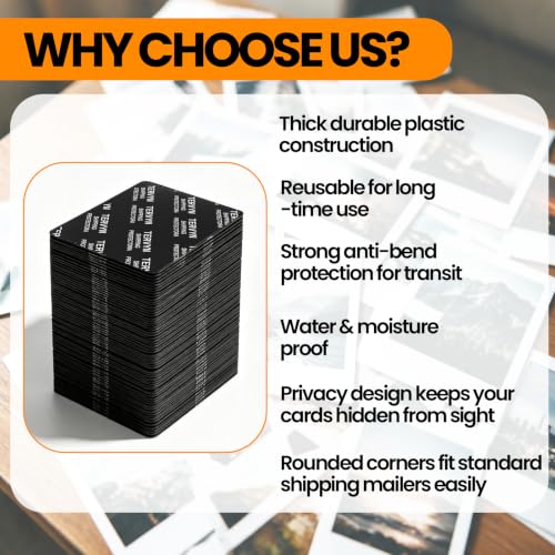 Trading Card Shipping Protectors - 120 Pack, 3.5 x 4.5 Inch, Black Opaque PVC